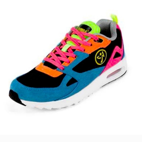 Zumba Air 1.0 Lo EUC Hot pink laces, black, orange, green & neon yellow size 6.5 - Picture 1 of 1